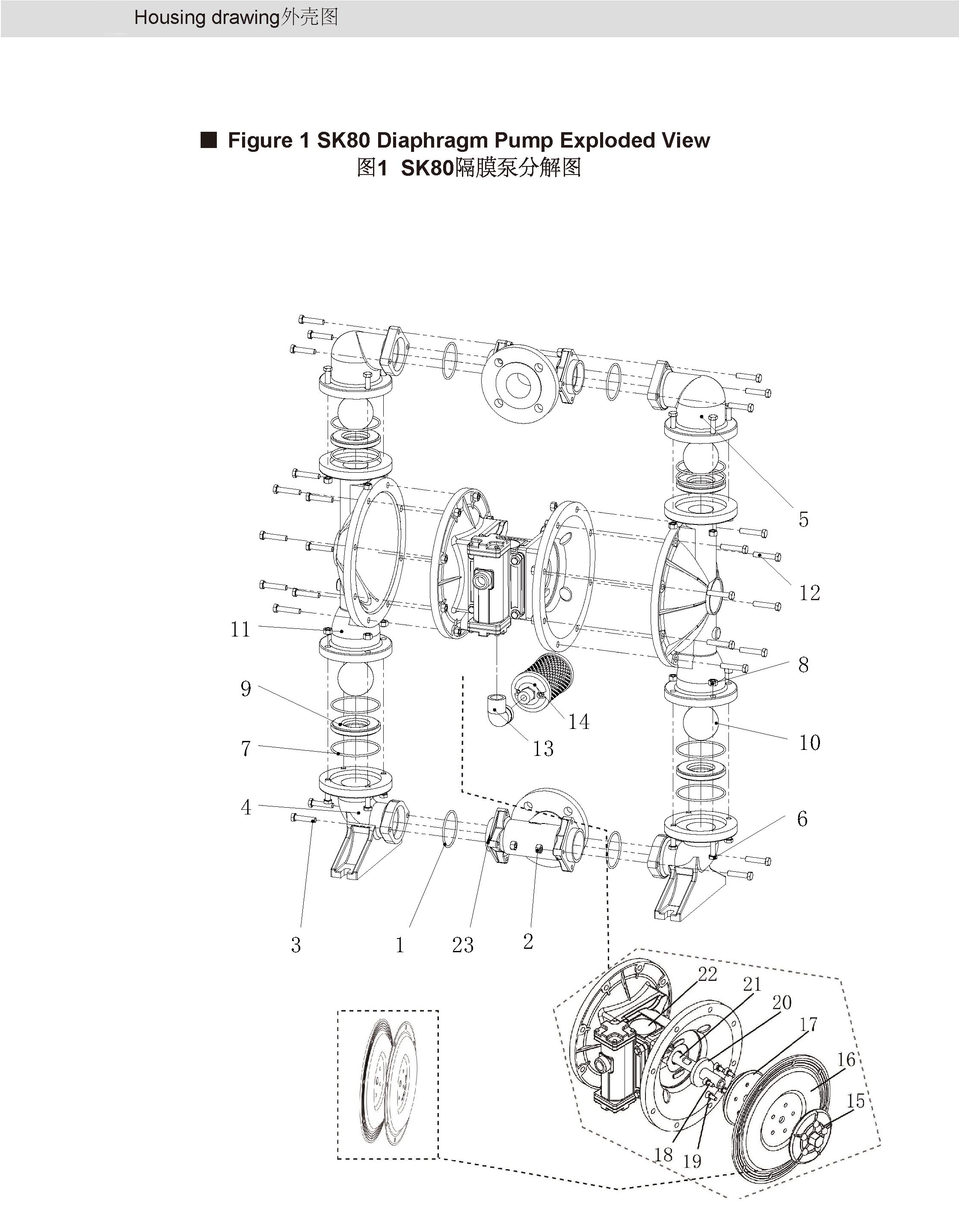 SKYLINK SK80氣動隔膜泵結構圖