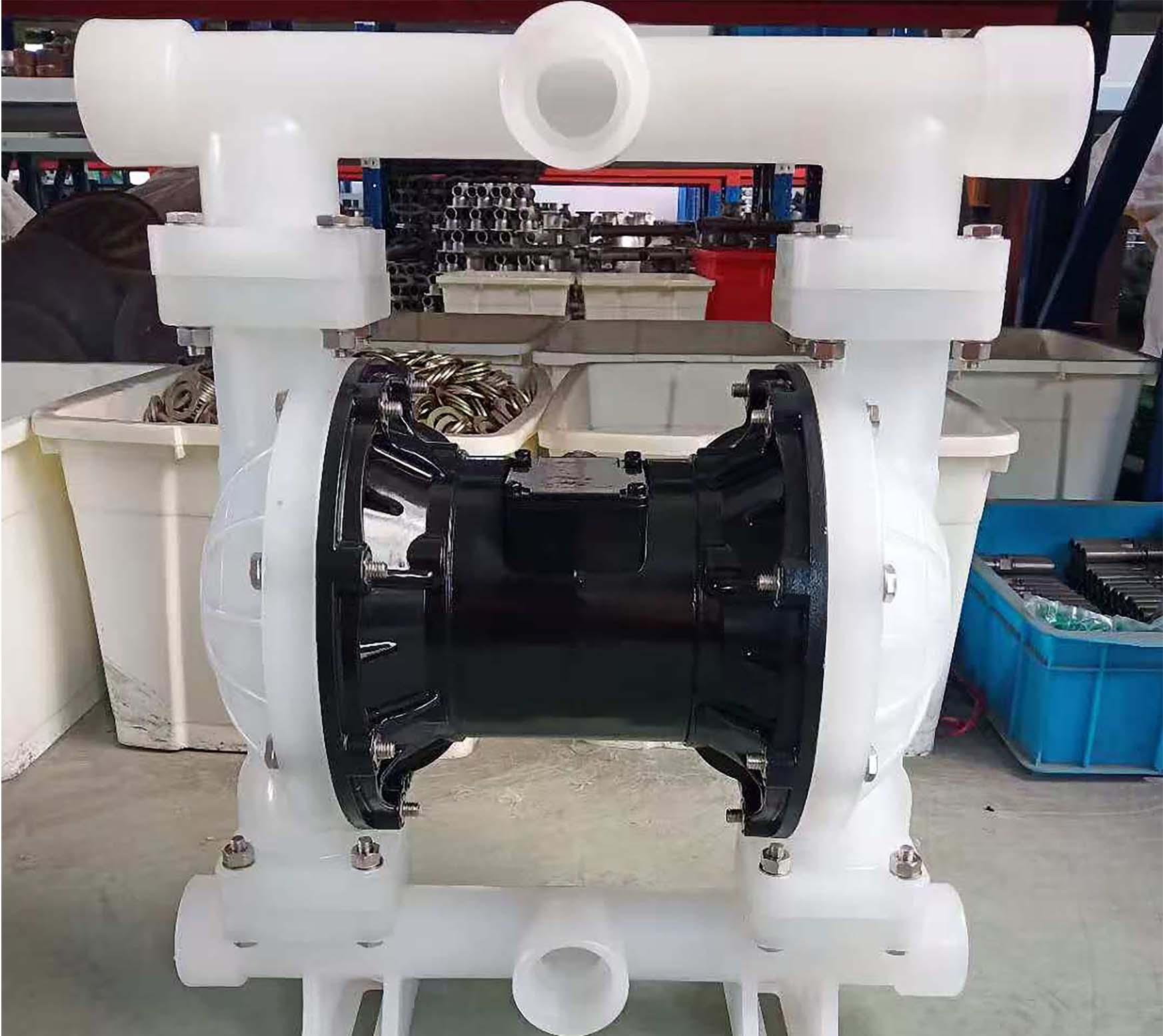 1.5寸螺紋口中間或者側面進出口PVDF或PP塑料耐酸堿腐蝕氣動隔膜泵